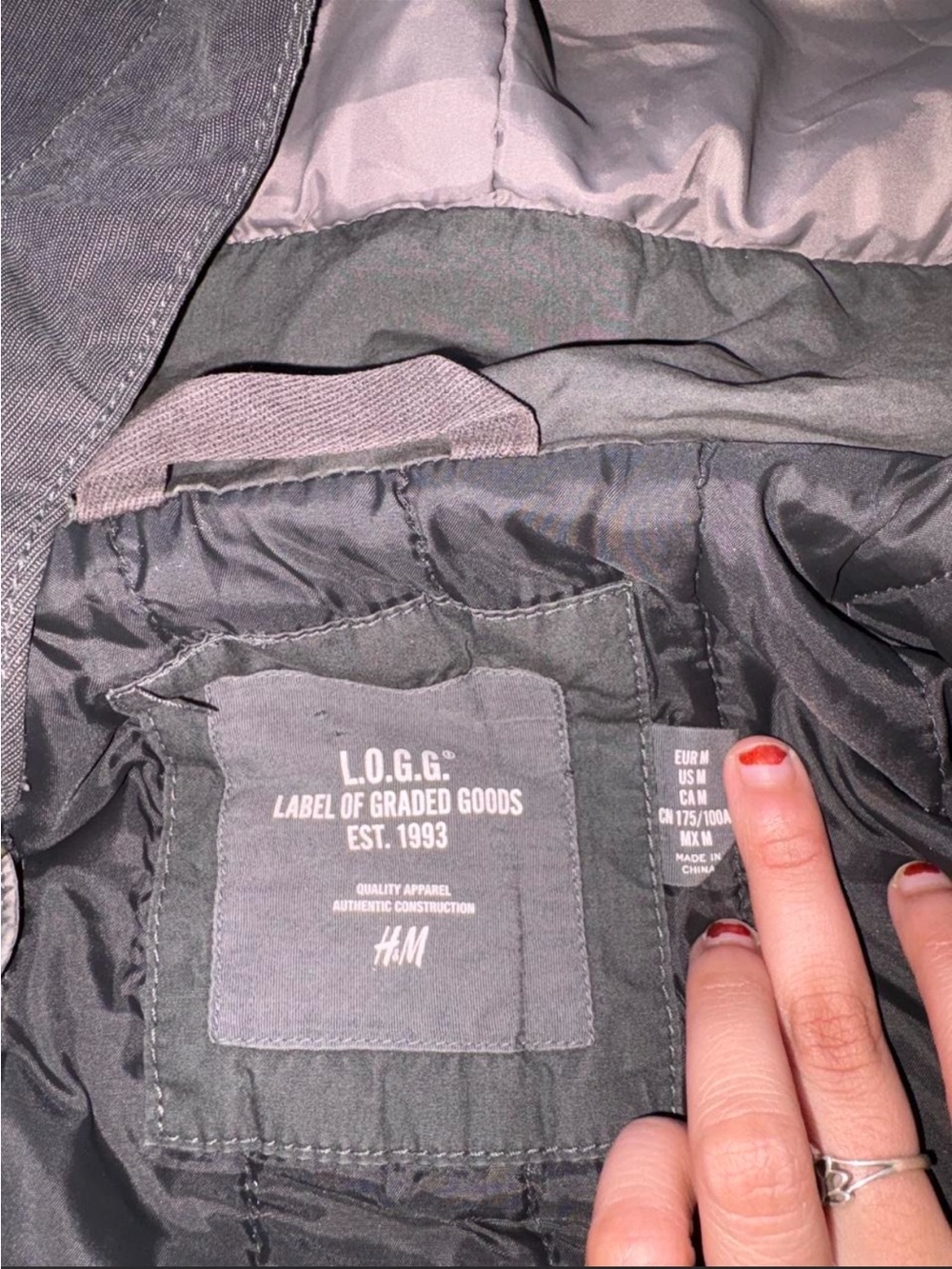 L.O.G.G H&M Oversized Bella Swan Twilight Utility Coat Mineral Gray & Black - Picture 7 of 7